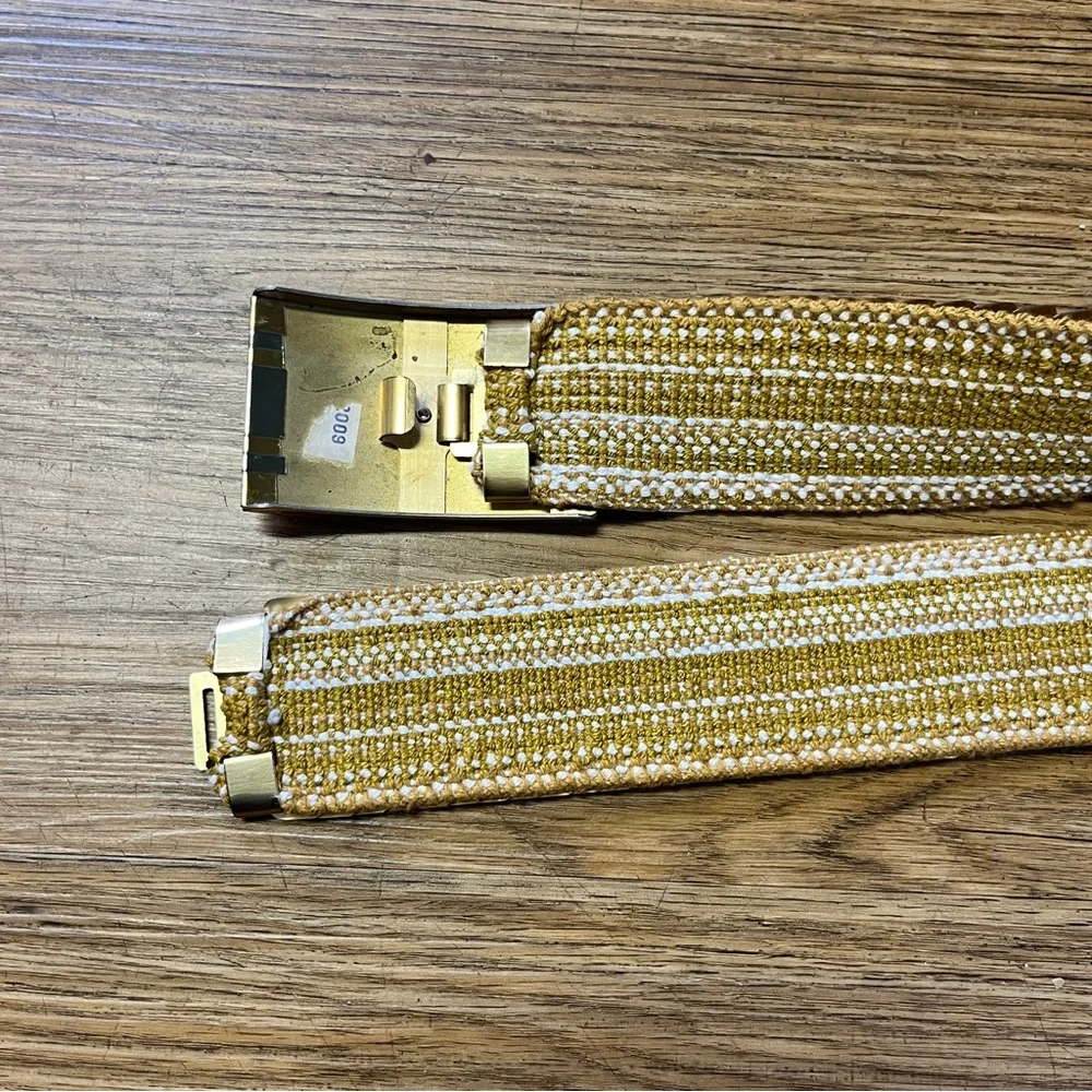 Vintage 70s Gold Silver Mixed Metal Mermaid Retro Rare Stretch Belt Chrome L/XL
